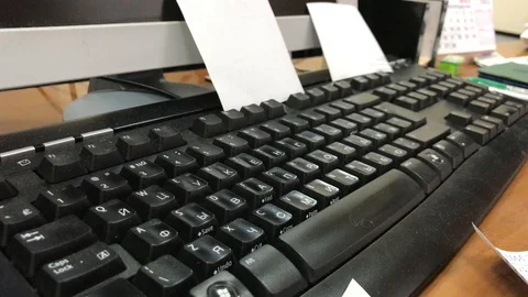 Man typing on a black keyboard in the office Video stock 108667976