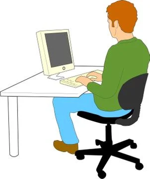Man typing computer Stock Illustration