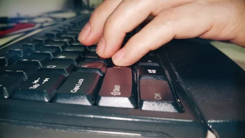 Man Typing On Computer Keyboard with both hands Stock Footage 86422499