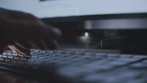 Man typing on computer keyboard. close-up of man typing fast on a computer Stock Footage 95319743