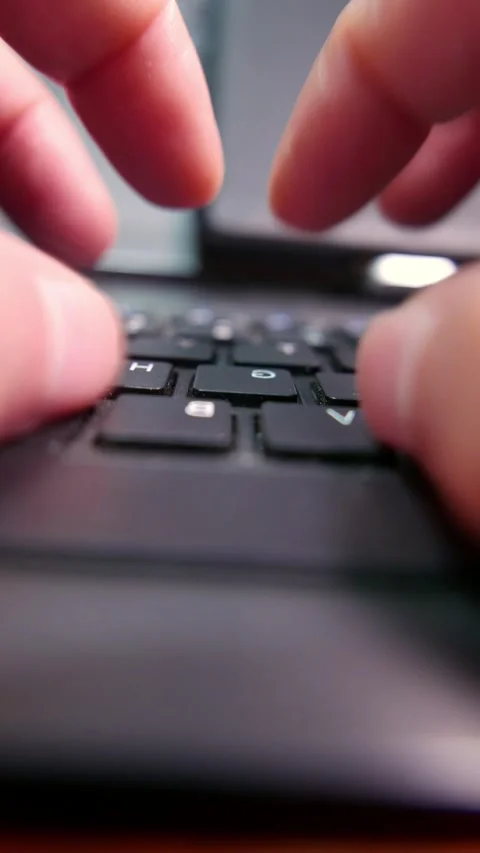 A man typing on a computer keyboard. A dirty keyboard. A wireless keyboard Stock Footage 341170064