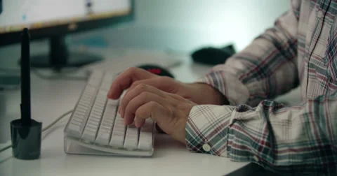 Man Typing on Computer Keyboard Stock Footage 51331134