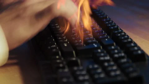 A man typing on computer keyboard Stock Footage 224893347