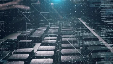 Man typing on computer keyboard - high-contrast backlit with shallow depth of Stock Footage 104053517