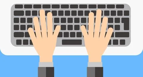 Man typing. Computer operation. Simple vector illustration. Stock Illustration