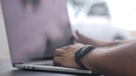 Man Typing On Computer Pan Drinking Coffee Видео 80603514