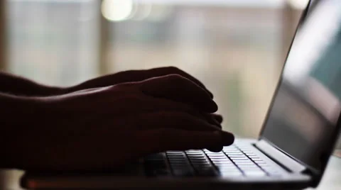 Man typing email on a laptop Video stock 50790463