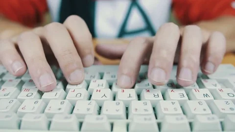 A man typing on a faulty keyboard Stock Footage 70170094