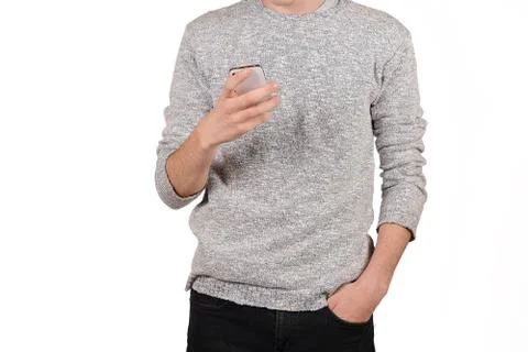 Man typing on his smartphone. Stock Photos
