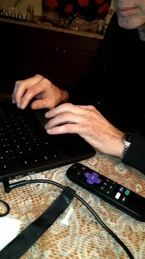Man typing on keyboard and using track pad Stock Footage 226083608