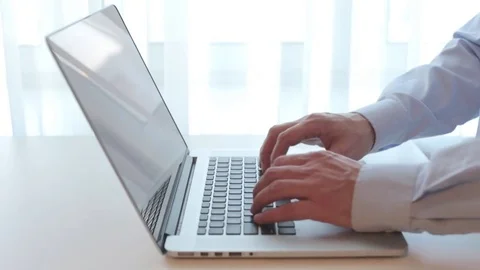 Man typing on keyboard, black screen. Stock Footage 70248133