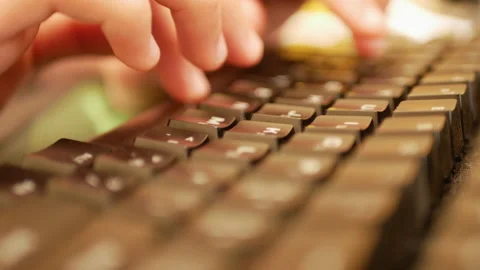 Man Is Typing On A Keyboard In Close Up Stock Footage 160820439