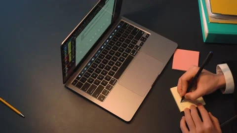 Man Typing On Keyboard Close Up Making a Note in Chinese Stock Footage 148344347