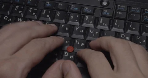 Man is typing on the keyboard Stock Footage 125294526