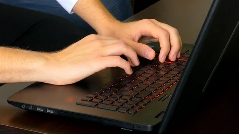 Man Typing On Keyboard Laptop Stock Footage 97637847