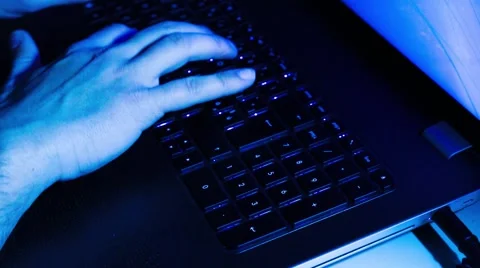 Man typing on laptop computer Video stock 47544490