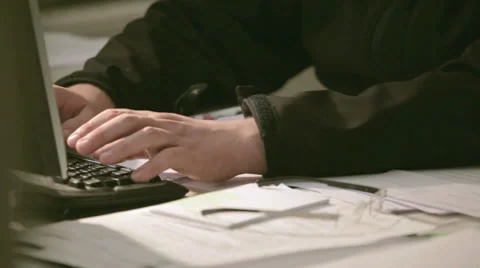 Man Typing into Laptop Video stock 36052637