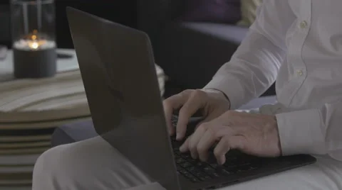 Man typing on a laptop Stock Footage 68481225