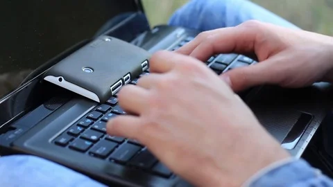 Man Typing On A Laptop Stock Footage 71152460
