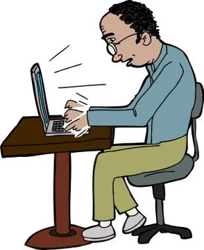 Man typing on laptop Stock Illustration