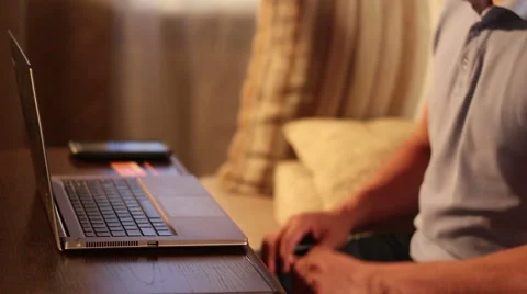 Man typing on the laptop keyboard. Stock Footage 65402534