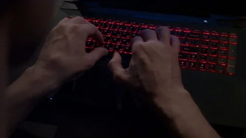 Man typing on the notebook keybord Stock Footage 113935347