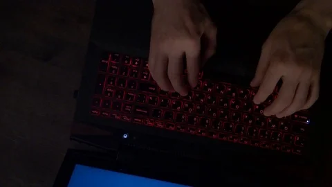 Man typing on the notebook keybord Stock Footage 113935439