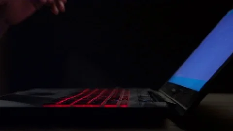 Man typing on the notebook keybord Stock Footage 113935565