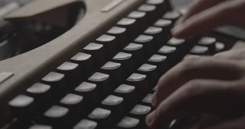 Man Typing on Old Retro Typewriter. Close up Shot 4K Stock Footage 114265064
