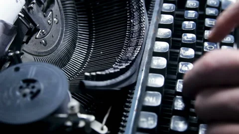 Man Typing on Old Retro Typewriter. Close up Video stock 122990226