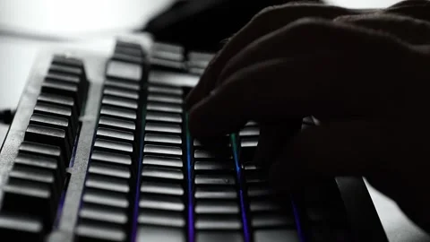 Man typing on PC keyboard at home. Stock Footage 291883152
