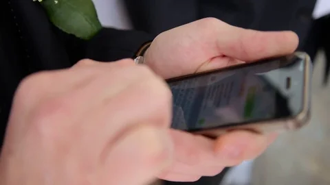 Man is typing on phone Video stock 76301926