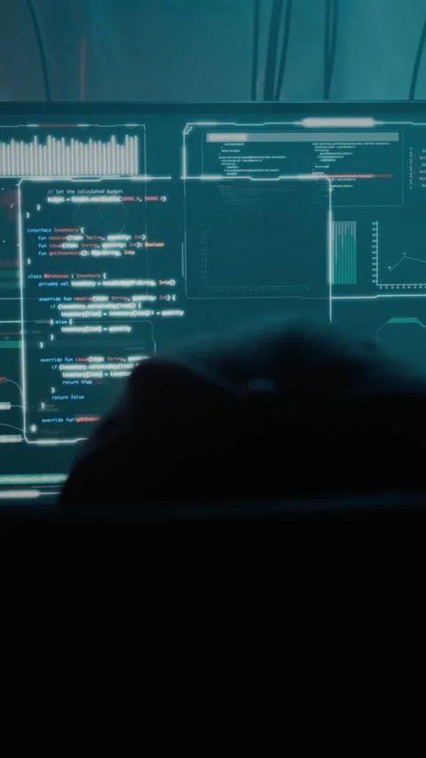 Man typing program code on computers for cybercrime Stock Footage 314502747