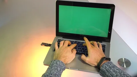 Man Typing Quickly On Laptop With Only Hands Visible Video stock 100668082