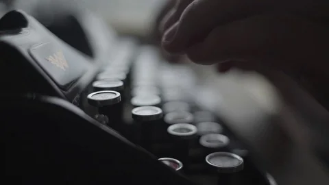 Man typing on retro typewriter close up Stock Footage 72634312