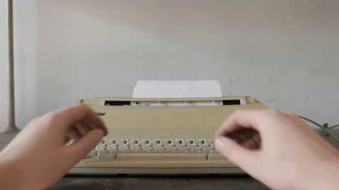 Man Typing On Retro Typewriter Stock Footage 129690992