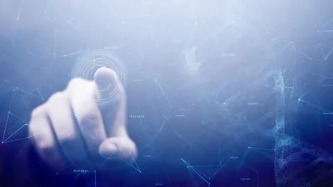 Man typing on science hologram screen 動画素材 121129088