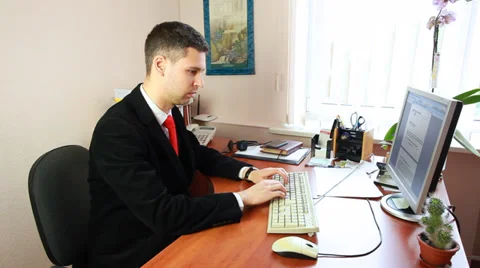 Man Typing Some Documents Stock Footage 39149606