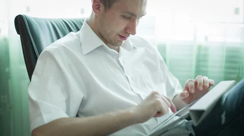 Man Is Typing On The Tablet Stock-Footage 36197430