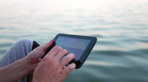 Man Typing on the Tablet Video stock 55885114