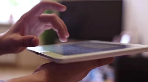 Man is Typing on the Tablet Stock Footage 62271360