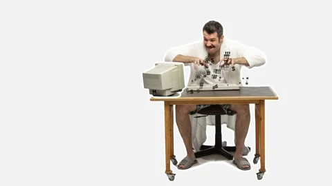 Man typing text on a computer keyboard. Freelancer or office worker Video stock 166506702