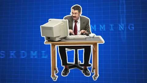 Man typing text on a computer keyboard. Freelancer or office worker Stock Footage 166825124