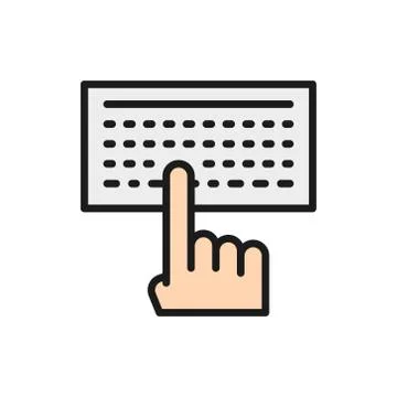 Man typing text on keyboard flat color icon. Stock Illustration
