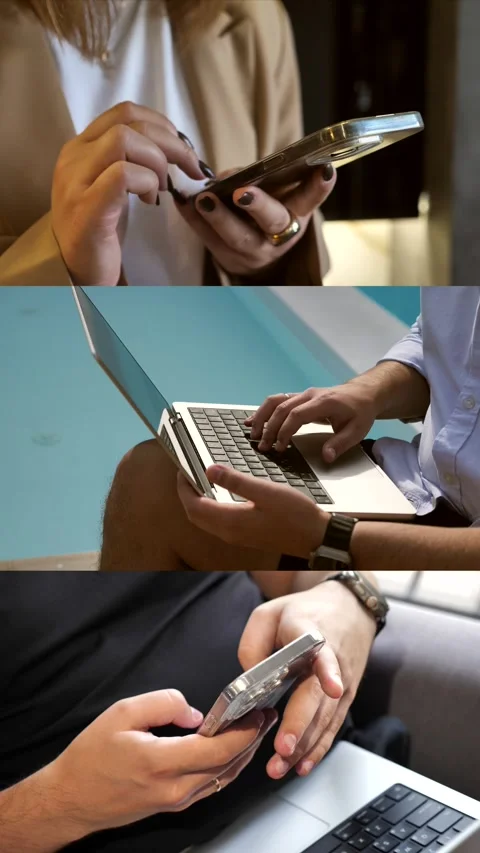 Man typing text on laptop, freelance writer. reading message on smartphone. Stock-Footage 316846616