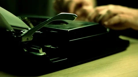 Man typing text on old typewriter. Stock Footage 81795467