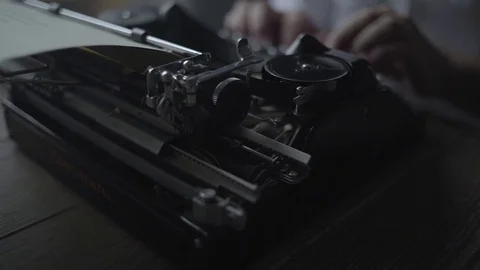 Man typing text on retro typewriter Stock Footage 72634087