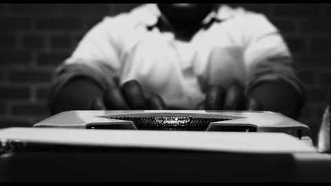 Man Typing on Typewriter Stock Footage 90270888