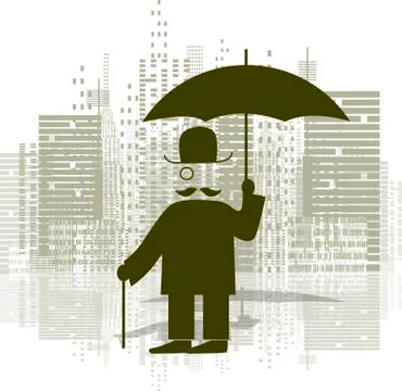 Man with an umbrella Stock Illustration