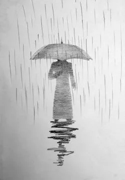 Man with umbrella Stock Illustration